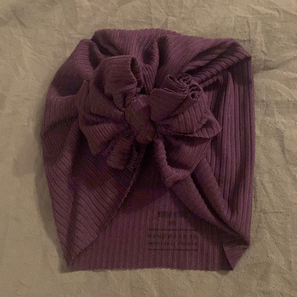 Bunny Knots - Purple Ribbed Raga Bow - NB